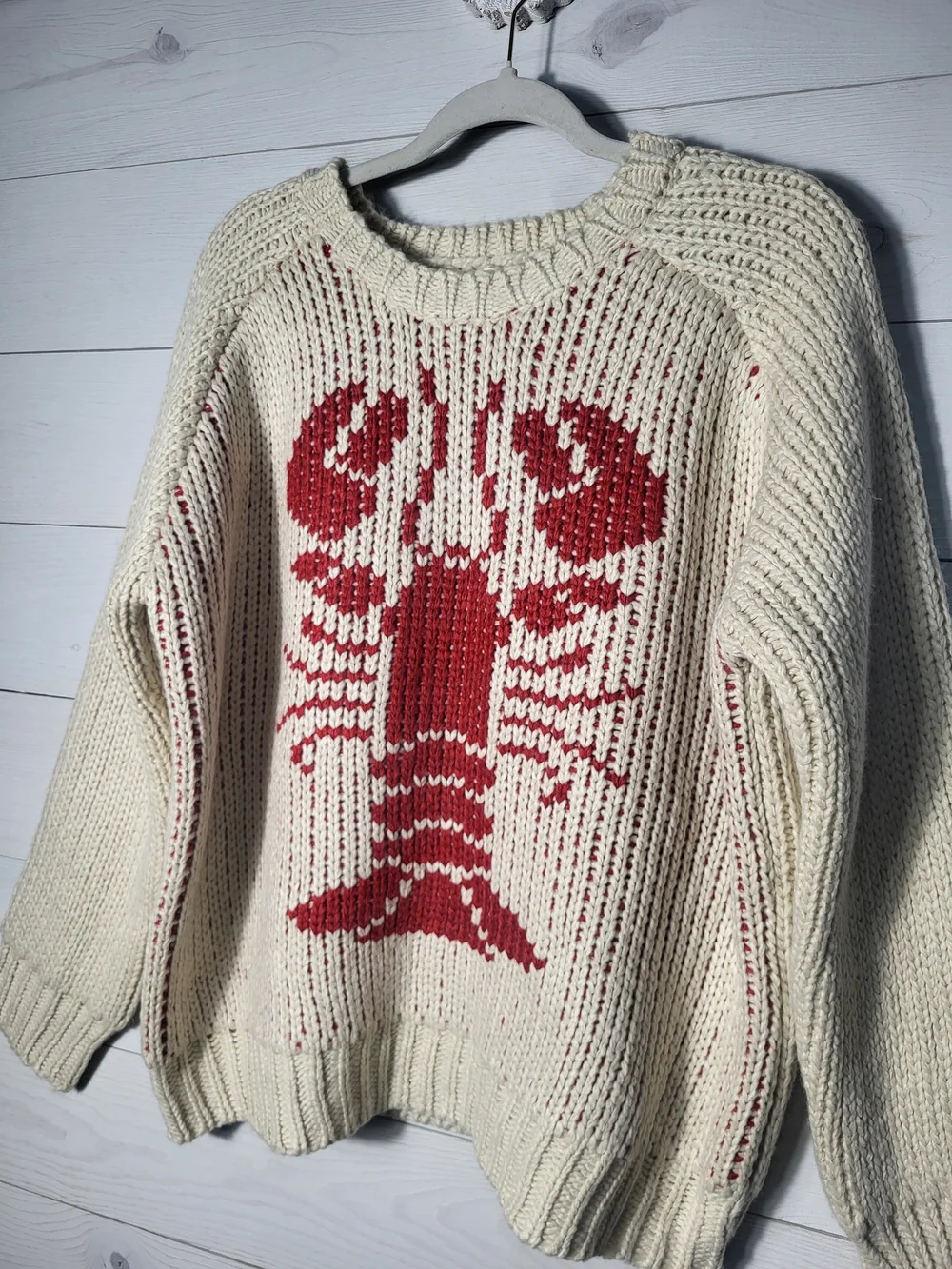 Bailey Rose Lobster Sweater Chunky Knit Nautical Cozy Fishermancore. - Picture 2 of 6